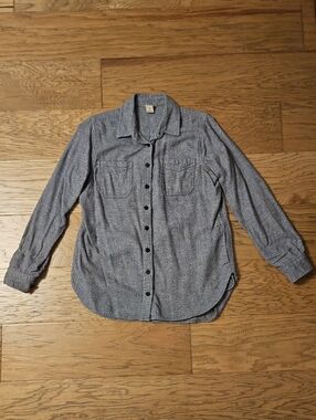 Duluth Trading Co Blue Ridge Flannel Long Shirt Gray Size Medium Button Up